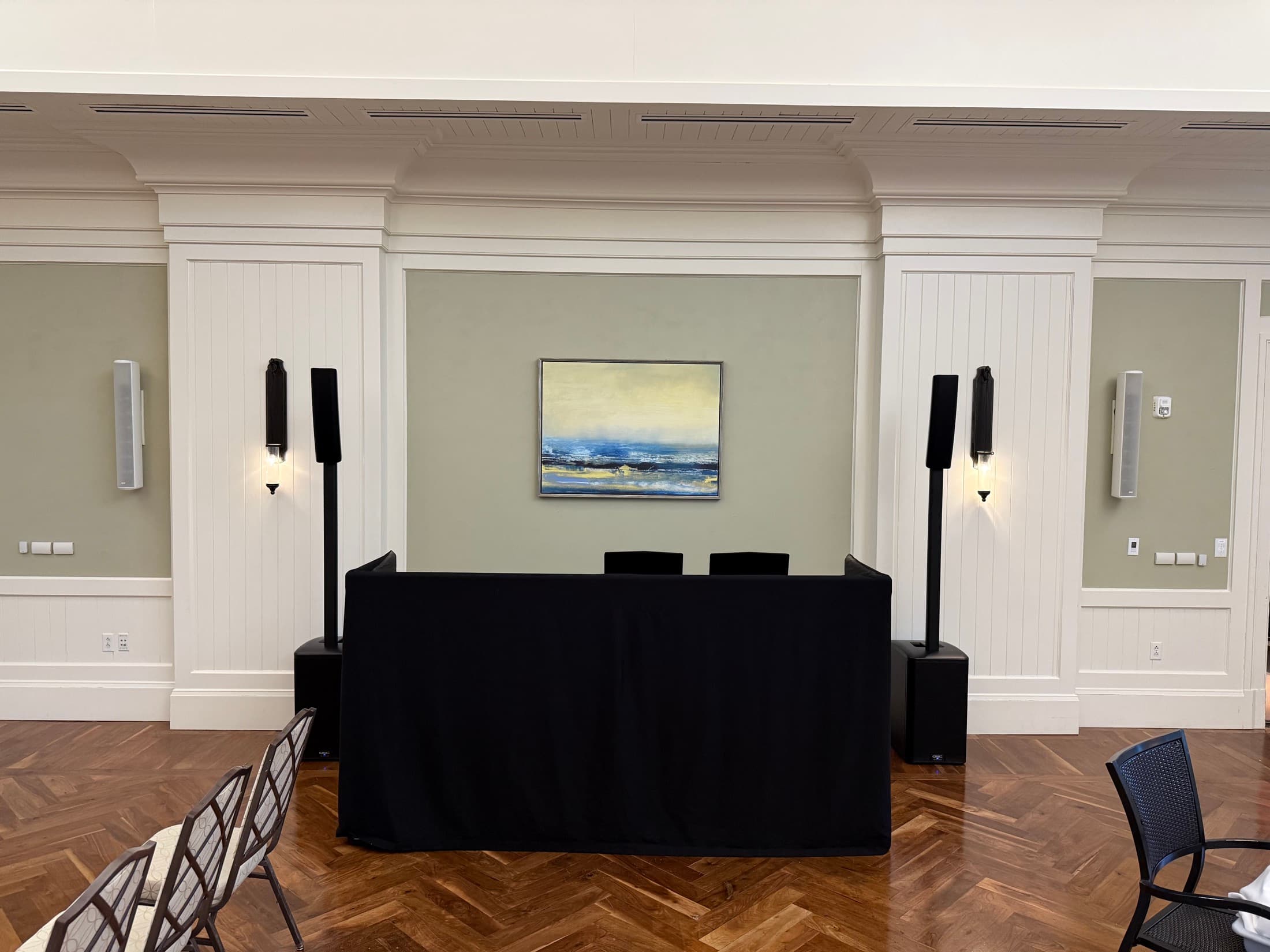 Anchor Entertainment corporate event sound and lighting setup in Coastal South Carolina